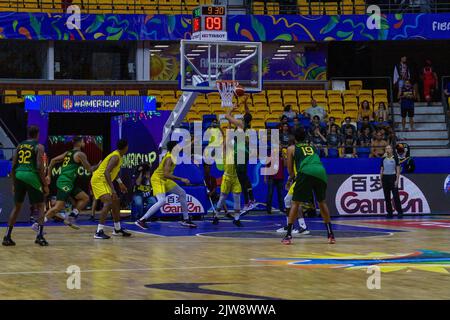 Recife, Brasilien. 03. September 2022. Brasilien X Kolumbien, gültig für die zweite Runde der ersten Phase des America Cup der Männer, Americup FIBA 2022, die am Samstag (03) im Geraldo Magalhães Gym, bekannt als Geraldão Gym, in Recife (PE), Brasilien, stattfand. Quelle: Marcelino Luis/FotoArena/Alamy Live News Stockfoto