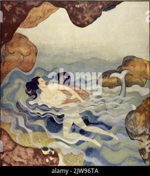 'Glaucus and Scylla', veröffentlicht am 30,1933. April in der amerikanischen Wochenzeitschrift Sunday, gemalt von Edmund Dulac für die Serie Myths the Ancients Gleaved Stockfoto