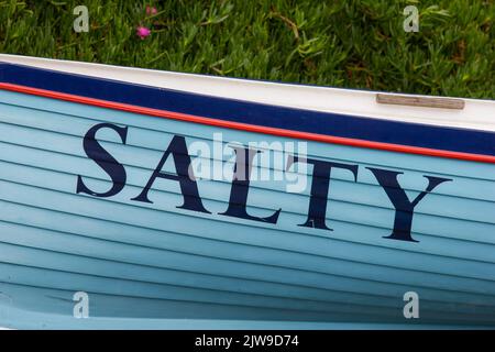 Cornish Pilot Gig 'Salty'. In Cadgwith, Cornwall. Stockfoto