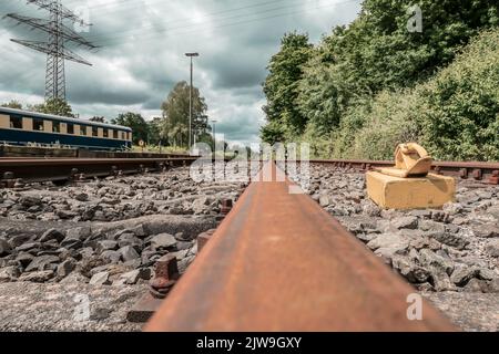 Außenansicht des Bochumer Eisenbahnmuseums Deutsche Eisenbahngeschichte Stockfoto