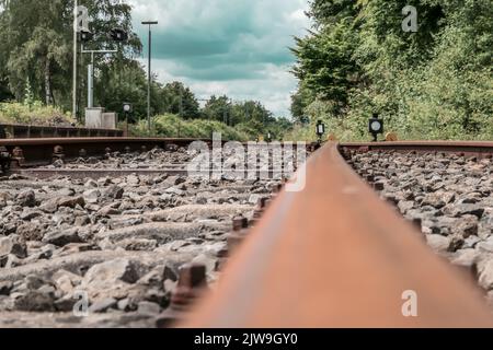 Außenansicht des Bochumer Eisenbahnmuseums Deutsche Eisenbahngeschichte Stockfoto