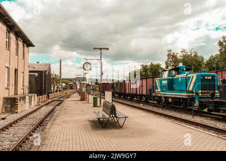 Außenansicht des Bochumer Eisenbahnmuseums Deutsche Eisenbahngeschichte Stockfoto