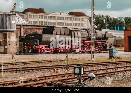 Außenansicht des Bochumer Eisenbahnmuseums Deutsche Eisenbahngeschichte Stockfoto