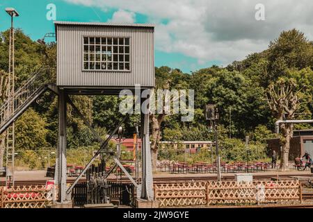 Außenansicht des Bochumer Eisenbahnmuseums Deutsche Eisenbahngeschichte Stockfoto