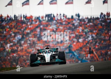 63 RUSSELL George (gbr), Mercedes AMG F1 Team W13, Aktion während der Formel 1 Heineken Dutch Grand Prix 2022, 15. Lauf der FIA Formel 1 Weltmeisterschaft 2022 vom 2. Bis 4. September 2022 auf dem Zandvoort Circuit, in den Niederlanden, Belgien - Foto Antonin Vincent / DPPI Stockfoto