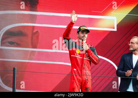 LECLERC Charles (mco), Scuderia Ferrari F1-75, Portrait Podium während der Formel 1 Heineken Dutch Grand Prix 2022, 15. Runde der FIA Formel 1 Weltmeisterschaft 2022 vom 2. Bis 4. September 2022 auf dem Zandvoort Circuit, in den Niederlanden, Belgien - Foto Florent Gooden / DPPI Stockfoto