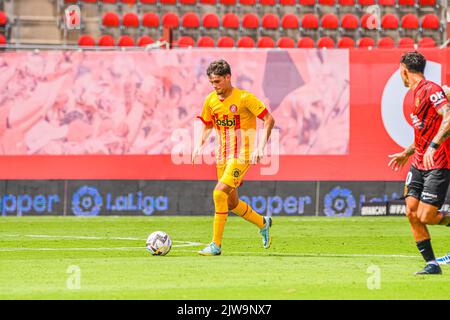 MALLORCA, SPANIEN - 3. SEPTEMBER: Miguel Gutierrez von Girona CF während des Spiels zwischen RCD Mallorca und Girona CF von La Liga Santander am 3. September 2022 im Visit Mallorca Stadium Son Moix in Mallorca, Spanien. (Foto von Samuel Carreño/ PX Images) Stockfoto