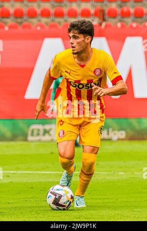 MALLORCA, SPANIEN - 3. SEPTEMBER: Miguel Gutierrez von Girona CF zwischen RCD Mallorca und Girona CF von La Liga Santander am 3. September 2022 im Visit Mallorca Stadium Son Moix in Mallorca, Spanien. (Foto von Samuel Carreño/ PX Images) Stockfoto