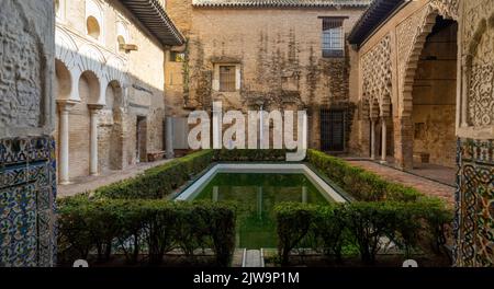 Patio del Yeso, Alcazar de Sevilla Stockfoto