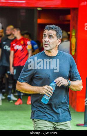 MALLORCA, SPANIEN - 3. SEPTEMBER: Miguel Angel Sanchez Michel von Girona CF während des Spiels zwischen RCD Mallorca und Girona CF von La Liga Santander am 3. September 2022 im Visit Mallorca Stadium Son Moix in Mallorca, Spanien. (Foto von Samuel Carreño/ PX Images) Stockfoto