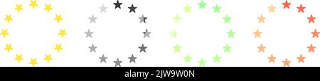 Stern-Bewertung einkreisen. USA oder europa runde Sterne Logo, Gold ornamental Symbol um für Banner modernes Design oder Überprüfung, dekorative Rahmen Medaille Emblem Vektor Illustration der Sternform Kreis Stock Vektor