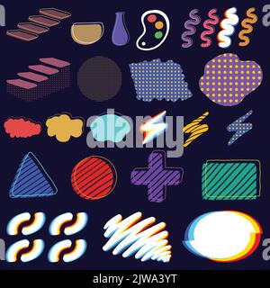 Abstrakte Elemente Retro Vektor Set Kollektion Stock Vektor