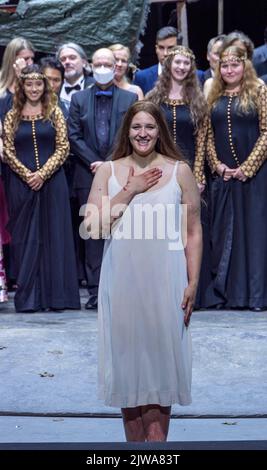 Lise Davidson, Vorhang-Aufruf bei Wagners Tannhauser, Bayreuther Opernfestspiele 2022, Bayern, Deutschland Stockfoto