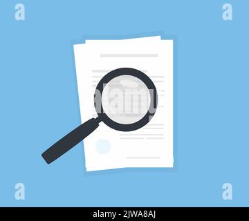 Überprüfen Sie die Qualitätskontrolle, das Design des Fachtextes mit Logos. Dokumentation Datei Evidence Check Analyse, Checkliste Papier während autid durchführen, Artikel inspizieren. Stock Vektor