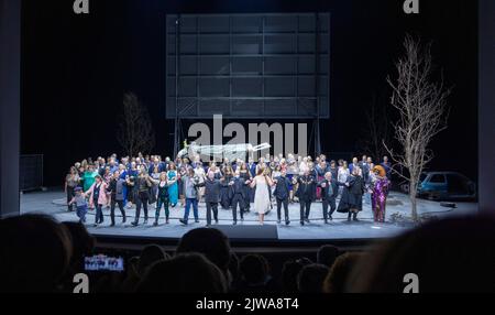 Vorhang auf bei Wagners Tannhauser, Bayreuther Opernfestspiele 2022, Bayern, Deutschland Stockfoto