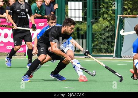 10 Racing's Cedric Charlier während eines Eishockeyspiels zwischen Racing und Uccle Sport, Sonntag, 4. September in Waterloo, am 1. Tag der belgischen Eishockey-Liga-Saison 2022-2023. BELGA FOTO JILL DELSAUX Stockfoto