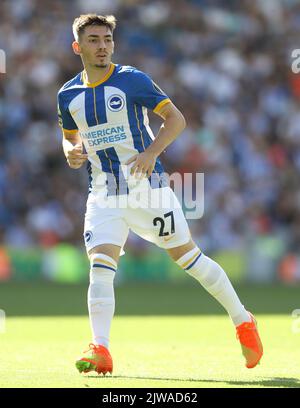 Brighton und Hove, Großbritannien. 4. September 2022. Billy Gilmour von Brighton und Hove Albion während des Premier League-Spiels im AMEX Stadium, Brighton und Hove. Bildnachweis sollte lauten: Paul Terry/Sportimage Kredit: Sportimage/Alamy Live News Stockfoto