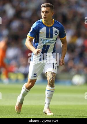 Brighton und Hove, Großbritannien. 4. September 2022. Leandro Trossard von Brighton und Hove Albion während des Premier League-Spiels im AMEX Stadium, Brighton und Hove. Bildnachweis sollte lauten: Paul Terry/Sportimage Kredit: Sportimage/Alamy Live News Stockfoto