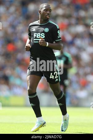 Brighton und Hove, Großbritannien. 4. September 2022. Boubakary Soumaré aus Leicester City während des Premier League-Spiels im AMEX Stadium, Brighton und Hove. Bildnachweis sollte lauten: Paul Terry/Sportimage Kredit: Sportimage/Alamy Live News Stockfoto