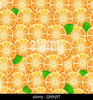 Orange Scheiben nahtloses Muster. Hintergrund Zitrusfrüchte. Stock Vektor
