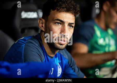 Valencia, Spanien, 4. September 2022. Munir El Haddadi Mohamed von Getafe CF vor dem La Liga Spiel zwischen Valencia CF und Getafe GF im Mestalla Stadion. Foto von Jose Miguel Fernandez /Alamy Live News ) Stockfoto
