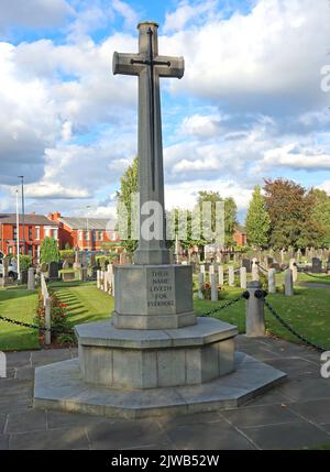 War Dead auf dem Warrington Friedhof, Manchester Rd, Warrington, Cheshire, England, UK, WA1 3BG Stockfoto