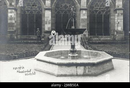 Blick auf den südlichen Arm des Domkreuzes in Utrecht mit dem Brunnen im Vordergrund. Stockfoto