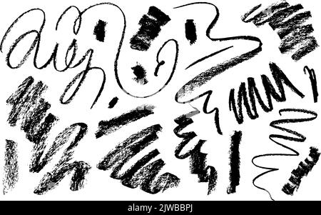 Handgezeichnete Holzkohle-Doodle-Vektor schwarze Linien. Stock Vektor