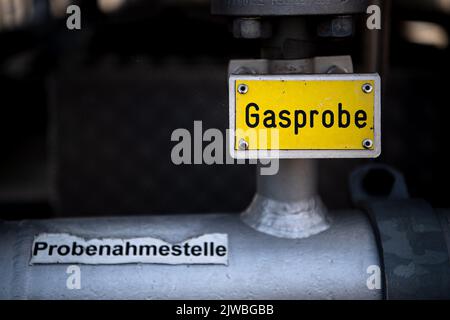 Vechta, Deutschland. 26. August 2022. Der Probenahmepunkt vom Erdgasfeld Goldenstedt Z23.(to dpa ''Kampf um jeden Kubikmeter': Deutsche Gasförderung und ihre Grenzen') Quelle: Sina Schuldt/dpa/Alamy Live News Stockfoto