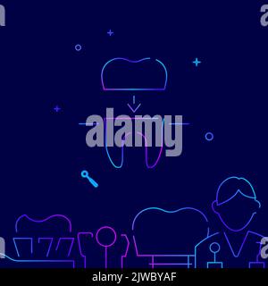 Vektor-Symbol für die Gradientenlinie der Zahnkrone, einfache Abbildung auf dunkelblauem Hintergrund, YYY-bezogener unterer Rand. Stock Vektor