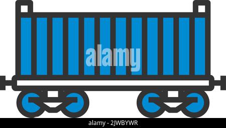 Symbol Für Den Container „Railway Cargo“. Editierbare Fett Formatigte Kontur Mit Farbfüllungsdesign. Vektorgrafik. Stock Vektor