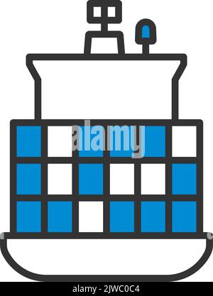 Symbol „Container Ship“. Editierbare Fett Formatigte Kontur Mit Farbfüllungsdesign. Vektorgrafik. Stock Vektor