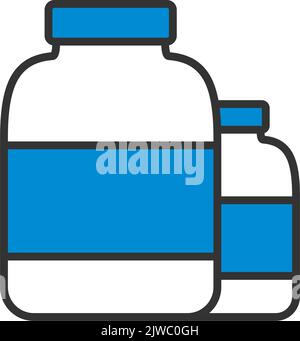 Symbol Für Den Behälter „Pillen“. Editierbare Fett Formatigte Kontur Mit Farbfüllungsdesign. Vektorgrafik. Stock Vektor