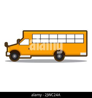 Ein gelbes Symbol für den Schulbus, isoliert auf weißem Hintergrund Stock Vektor