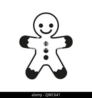 Vector Winterlogo-Design. Schwarz-weiß Lebkuchen Mann Cookie-Symbol Stock Vektor