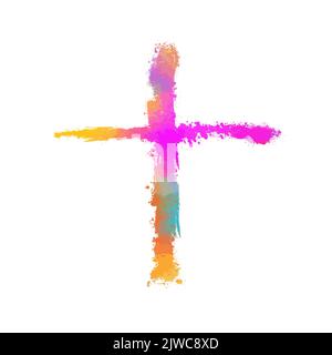 Farbiger religiöser Kreuzstrich. Vektorgrafik Stock Vektor