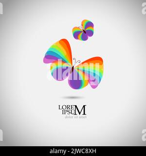 Regenbogen Schmetterling Logo. Einfache Vektor-Illustration Stock Vektor