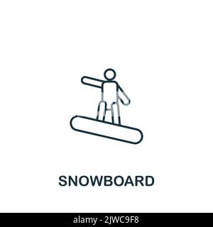 Snowboard-Ikone. Einfaches Liniensymbol für Vorlagen, Webdesign und Infografiken Stock Vektor