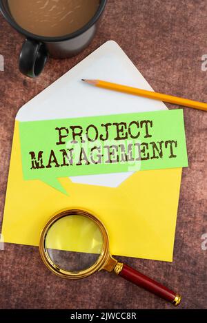 Inspiration zeigt Zeichen ProjektmanagementBewerbungsprozess Fähigkeiten, um Ziele und Ziel zu erreichen. Wort für zu erreichtes Know-how im Bewerbungsprozess Stockfoto