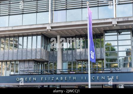 Queen Elizabeth II Centre, Westminster, London, Großbritannien. 5. September 2022. Die Medien versammeln sich im Zentrum, um die Ankündigung des neuen Parteiführers und damit des neuen Premierministers des Vereinigten Königreichs vorzubereiten. Der Gewinner ist entweder Liz Truss oder Rishi Sunak Stockfoto