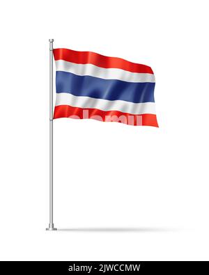 Thailand Flagge, 3D Abbildung, isoliert auf weiß Stockfoto