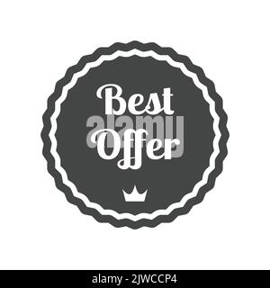 Bestes Angebot schwarzes Vektor-Stempeletikett. Einfaches Emblem oder Abzeichen. Stock Vektor
