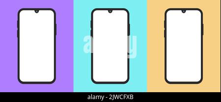 Moderne Isoliert Smartphone Set Bunte Mockup Illustration Vorlage Stock Vektor
