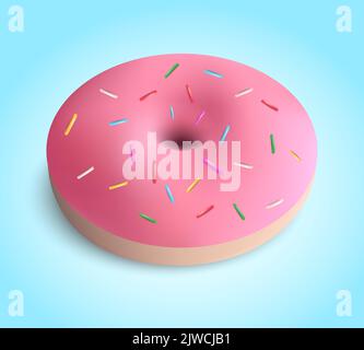 Donut-Kuchen Isoliert Dessert Illustration Realistische Bäckerei Lebensmittel-Symbol Stock Vektor