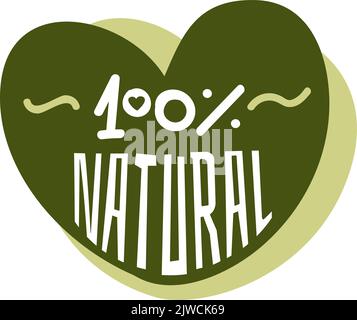 Naturprodukt-Abzeichen. Grüner Öko Herz Aufkleber Stock Vektor