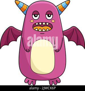 Monster Mit Flügeln Cartoon Farbige Clipart Stock Vektor