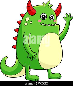 Scary Monster Cartoon Farbige Clipart Illustration Stock Vektor