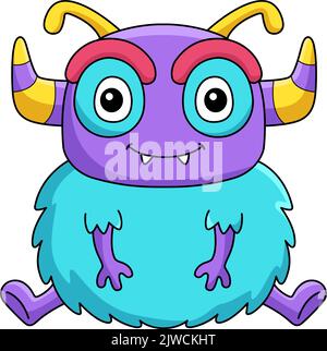 Sitzende Monster Cartoon Farbige Cliparte Stock Vektor