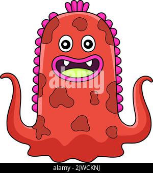 Monster Octopus Cartoon Farbige Clipart Stock Vektor