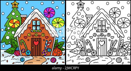 Christmas Gingerbread Coloring Page Illustration Stock Vektor